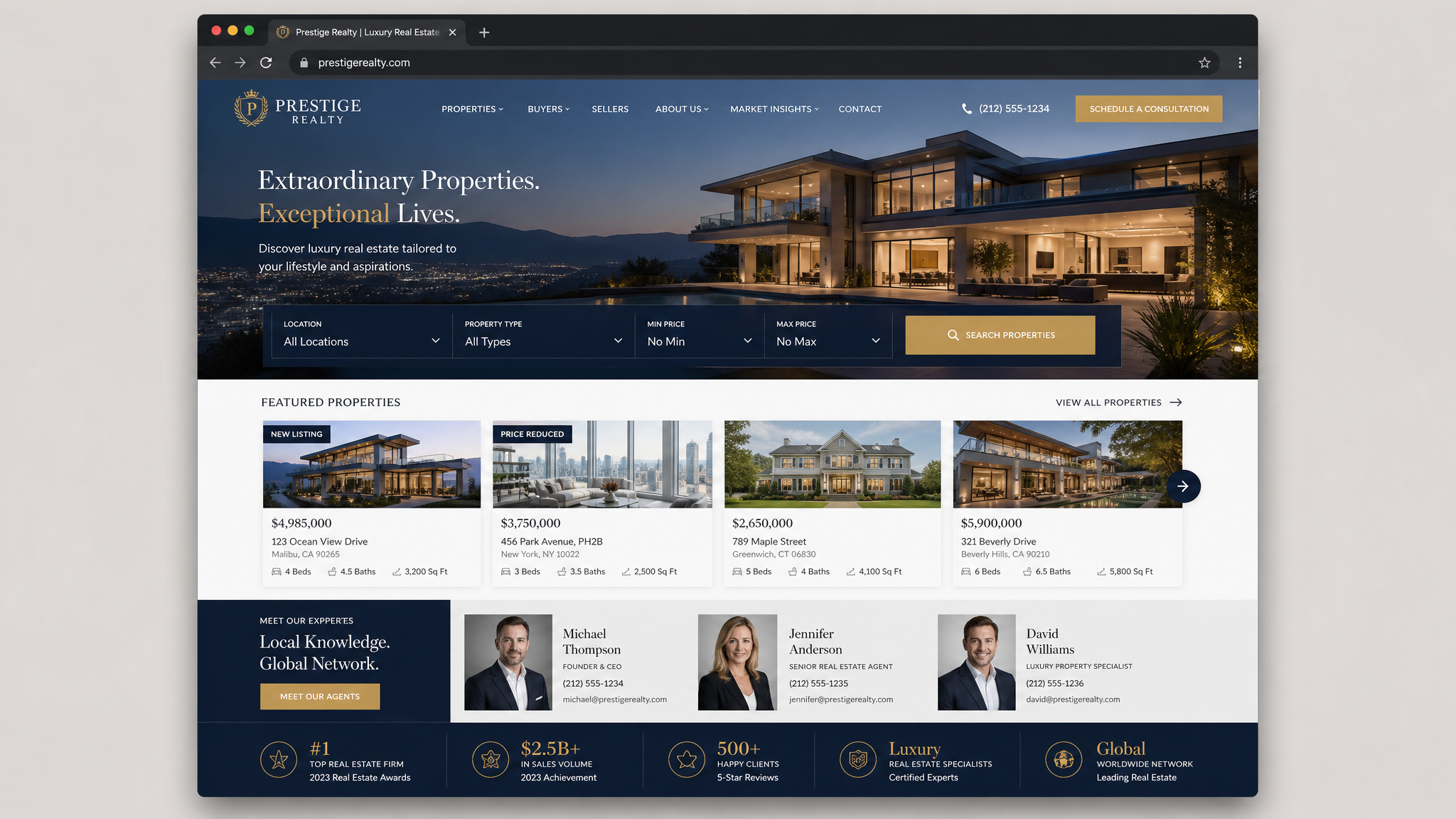 Arcadian Properties website design by Syntra